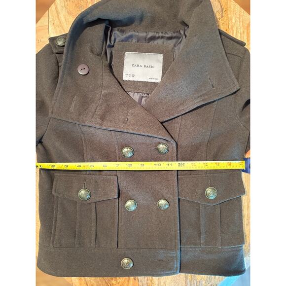 ZARA BASIC Double Breasted Peacoat in Earth Tone Green Brown - Picture 8 of 8